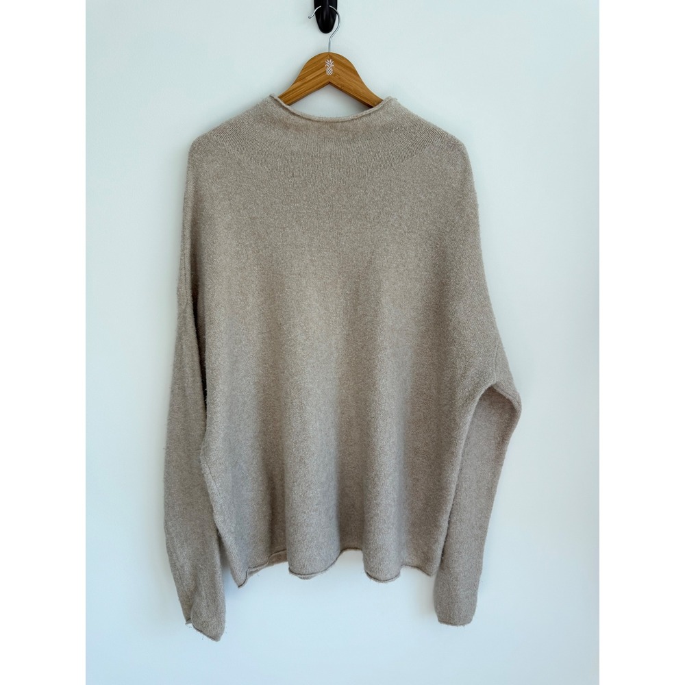 Philosophy Women Mock Neck Oversized Sweater XL Tan Minimalist Textured Boho